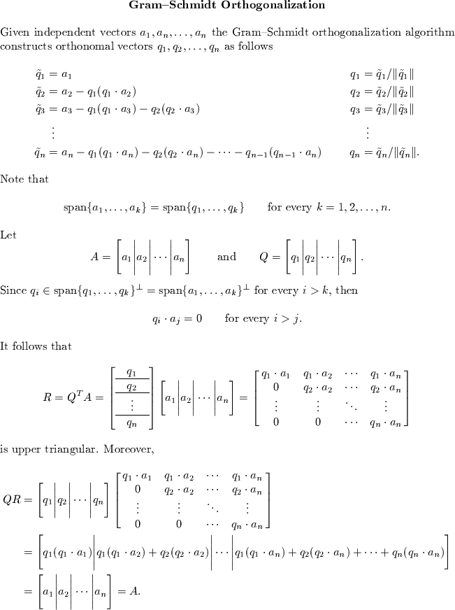 Gram-Schmidt Orthogonalization